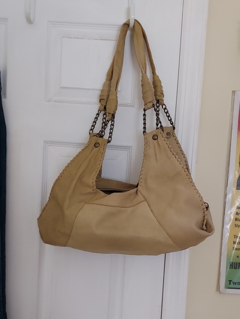 ***Cleaned With Leather Cleaner & Color Faded***Italian Leather Bag Maritza - Picture 2 of 9